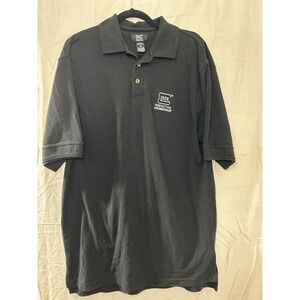 Vintage GLOCK Perfection Black Short Sleeve Polo Shirt Logo Men's XLarge XL RARE